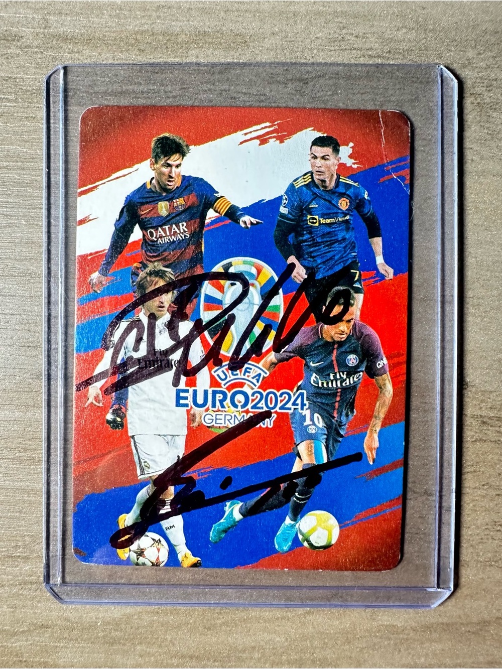 Lionel Messi & Cristiano Ronaldo Signed by both Euro 2024 Futbol Card.